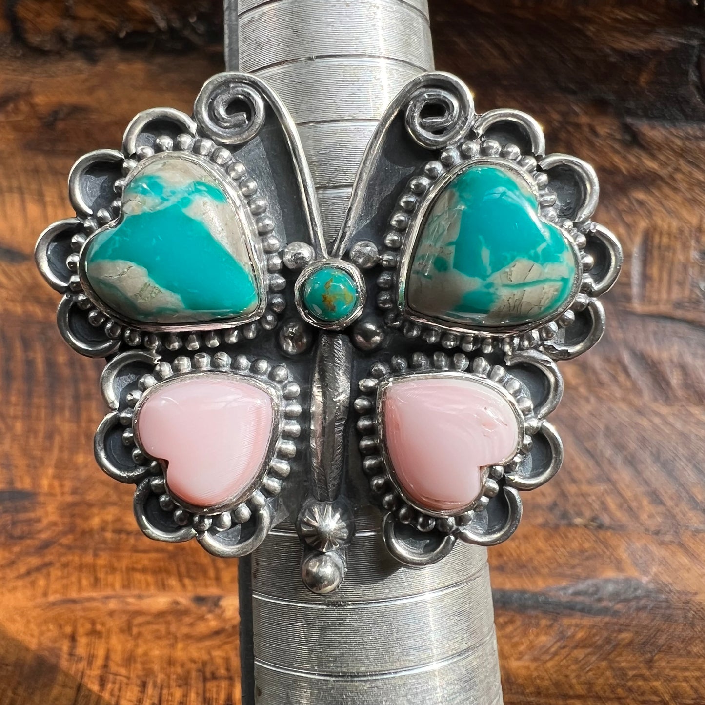 Ribbon Turquoise & Queen Conch Butterfly Statement Ring