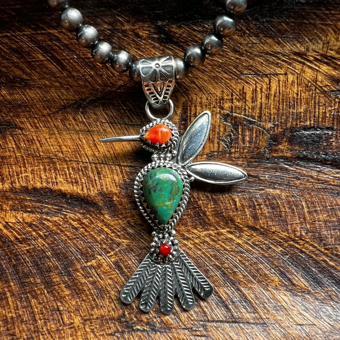 Sterling Silver Multi Stone Hummingbird Pendant