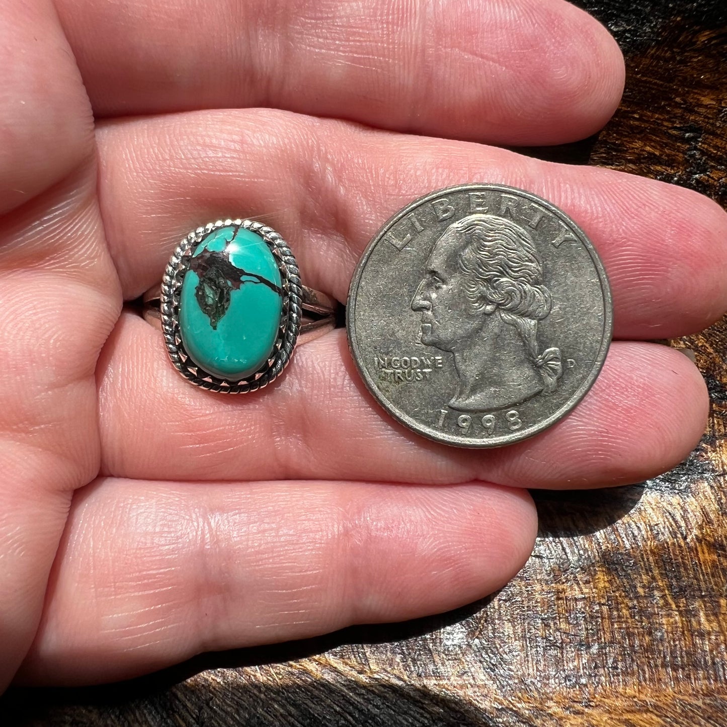 Sterling Silver Kingman Turquoise Ring Size 8