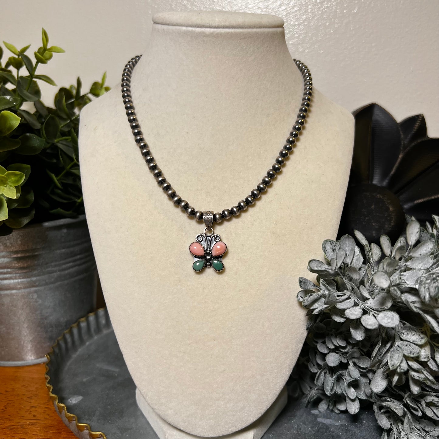 Sterling Silver Queen Conch & Turquoise Butterfly Pendant
