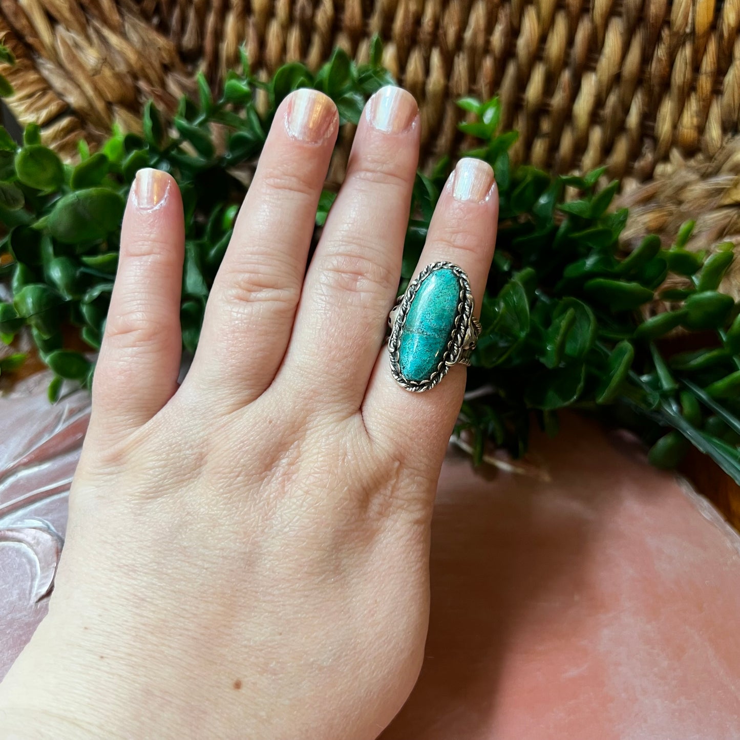 Kingman Turquoise Statement Ring – Wide Band Sterling Silver