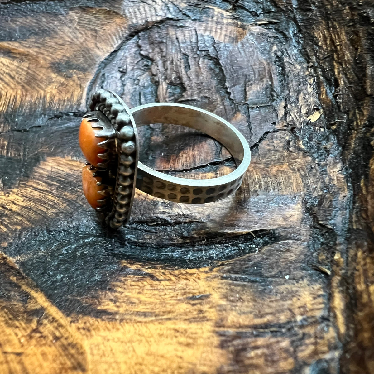 Sterling Silver | Spiny Oyster Double Stone Ring Size 9