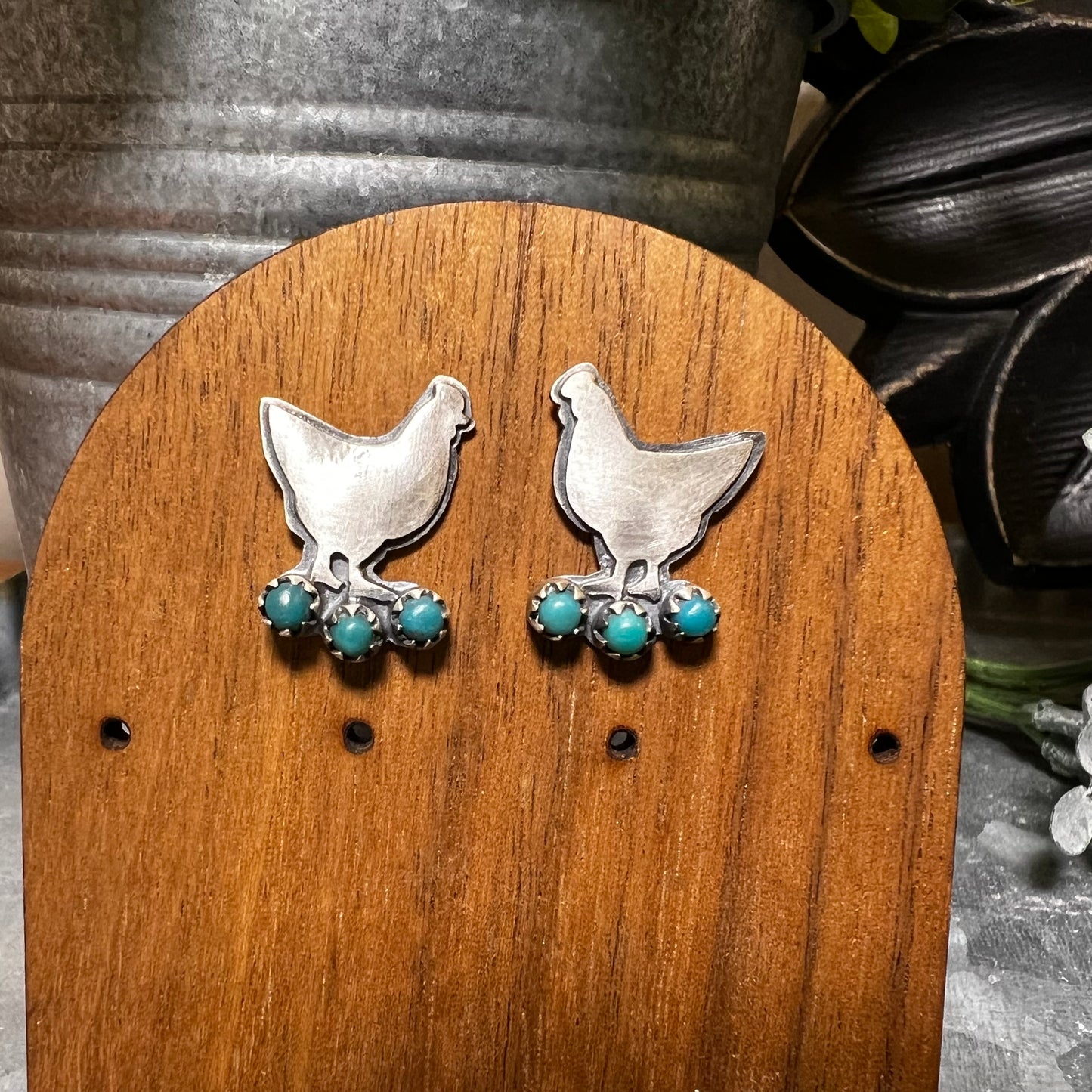 Sterling Silver Kingman Turquoise Chicken Post Earrings