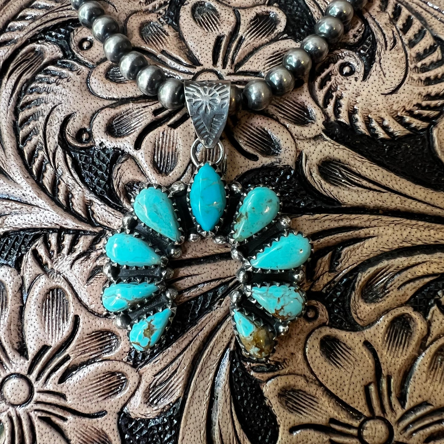 Sterling Silver Turquoise Cluster Naja Pendant