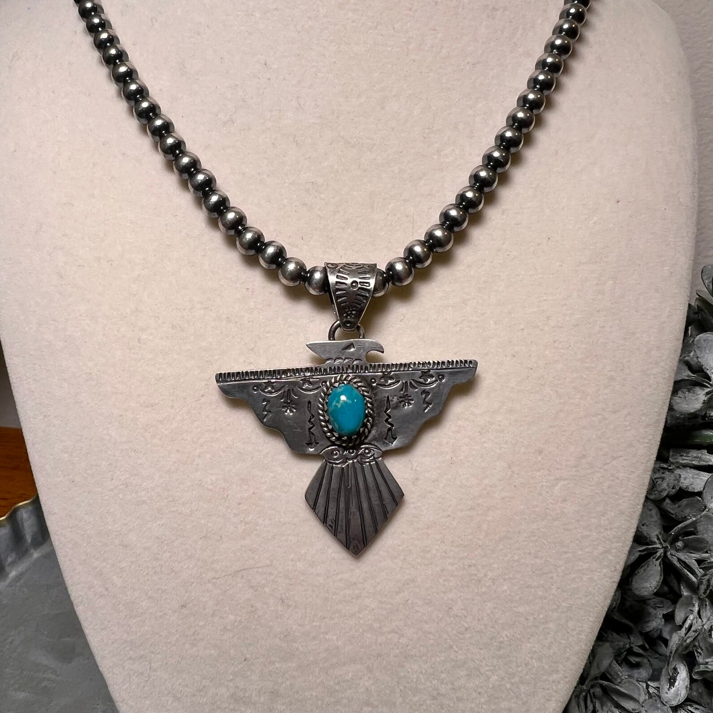 Kingman Turquoise Thunderbird Pendant