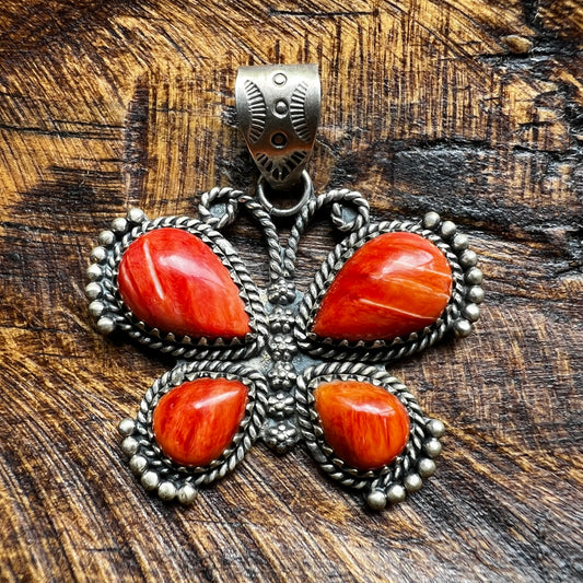 Sterling Silver Spiny Oyster Butterfly Pendant