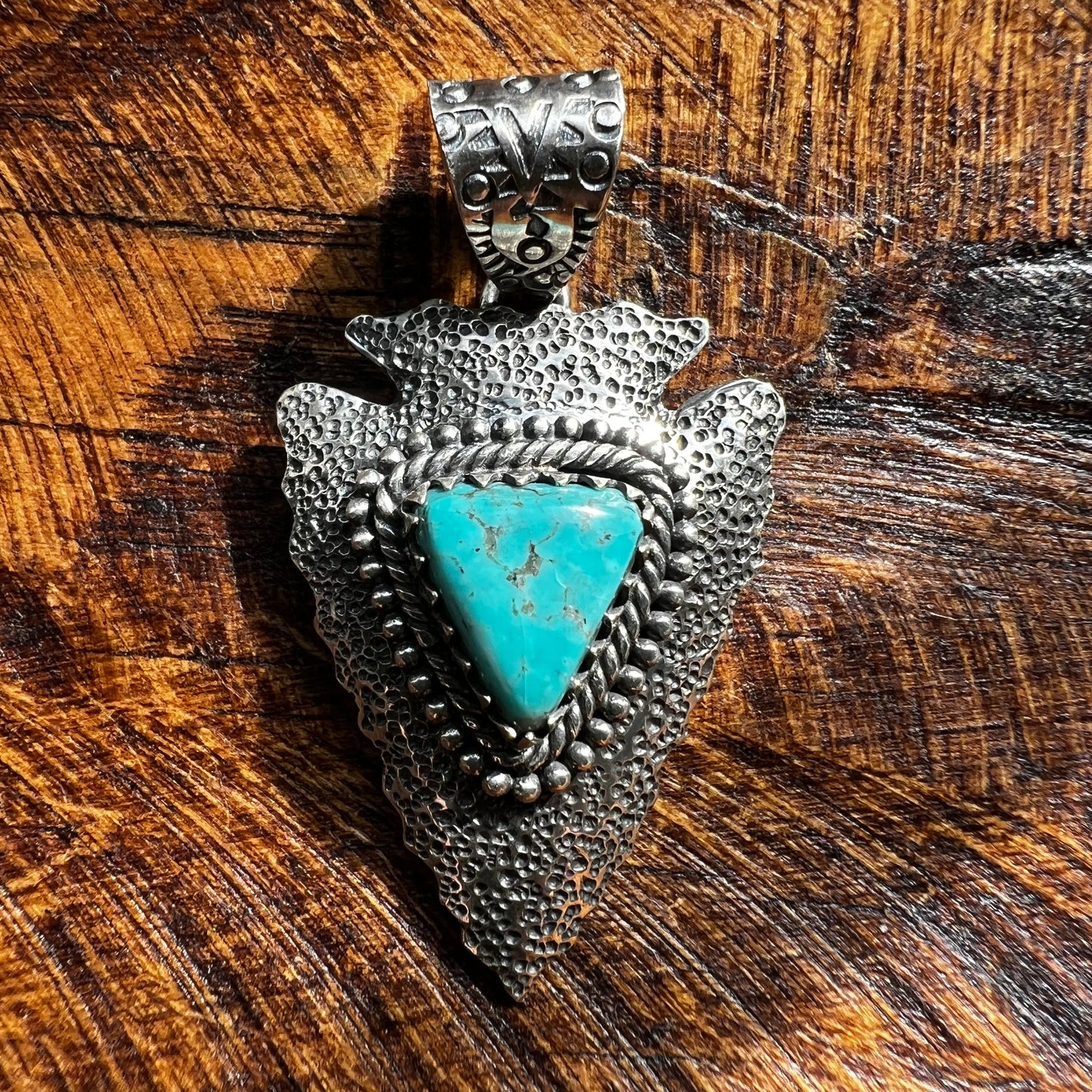 Kingman Turquoise Arrowhead Sterling Silver Pendant