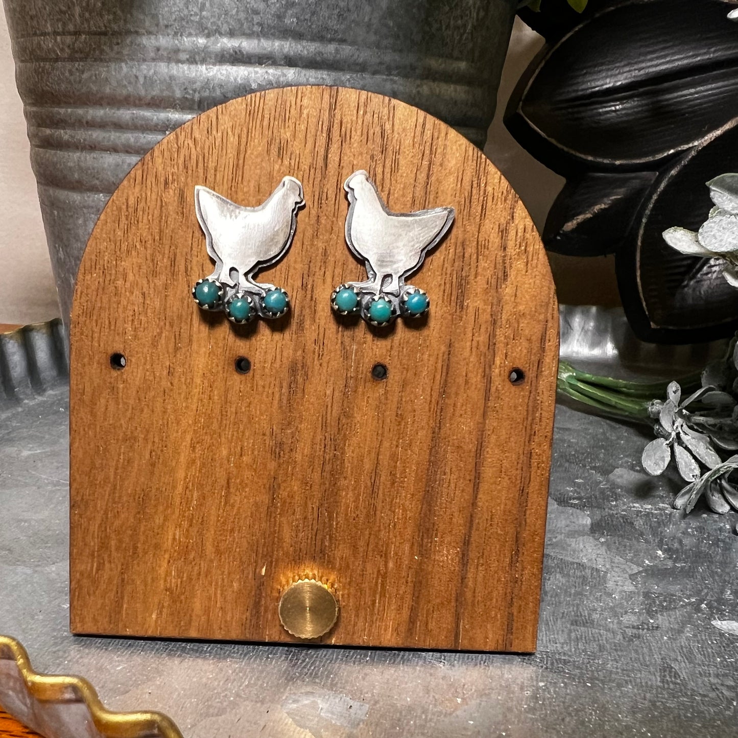 Sterling Silver Kingman Turquoise Chicken Post Earrings