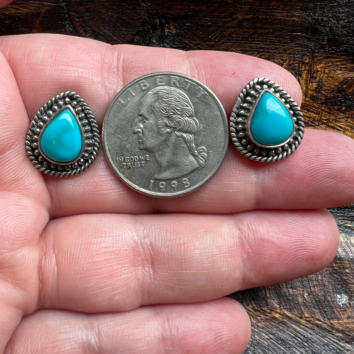 Sterling Silver & Kingman Turquoise Post Back Earrings