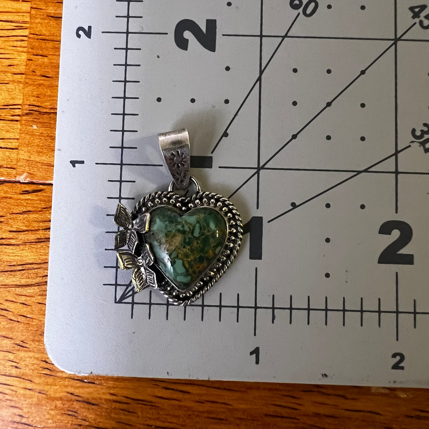 Heart Butterfly Pendant
Handcrafted Sterling Silver & Green Kingman Turquoise