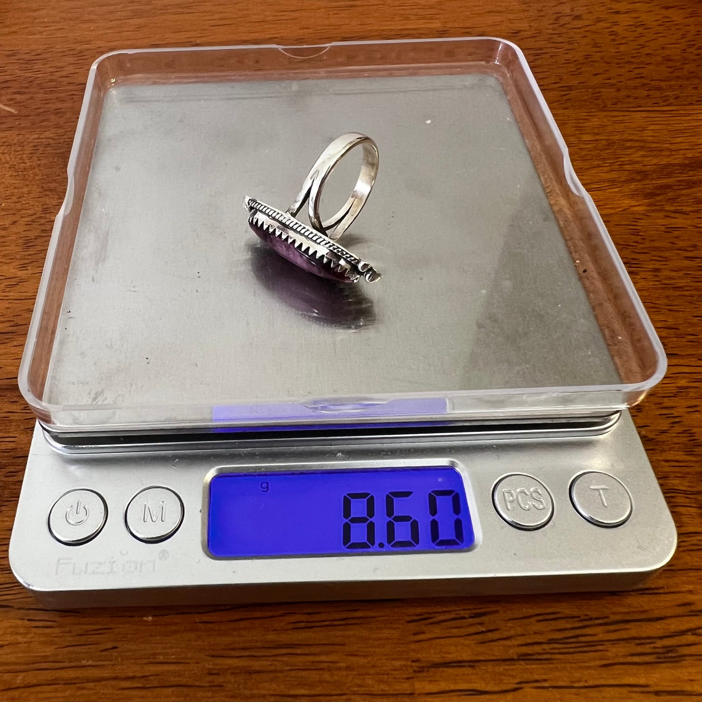 Purple Spiny Oyster Sterling Silver Statement Ring – Size 9