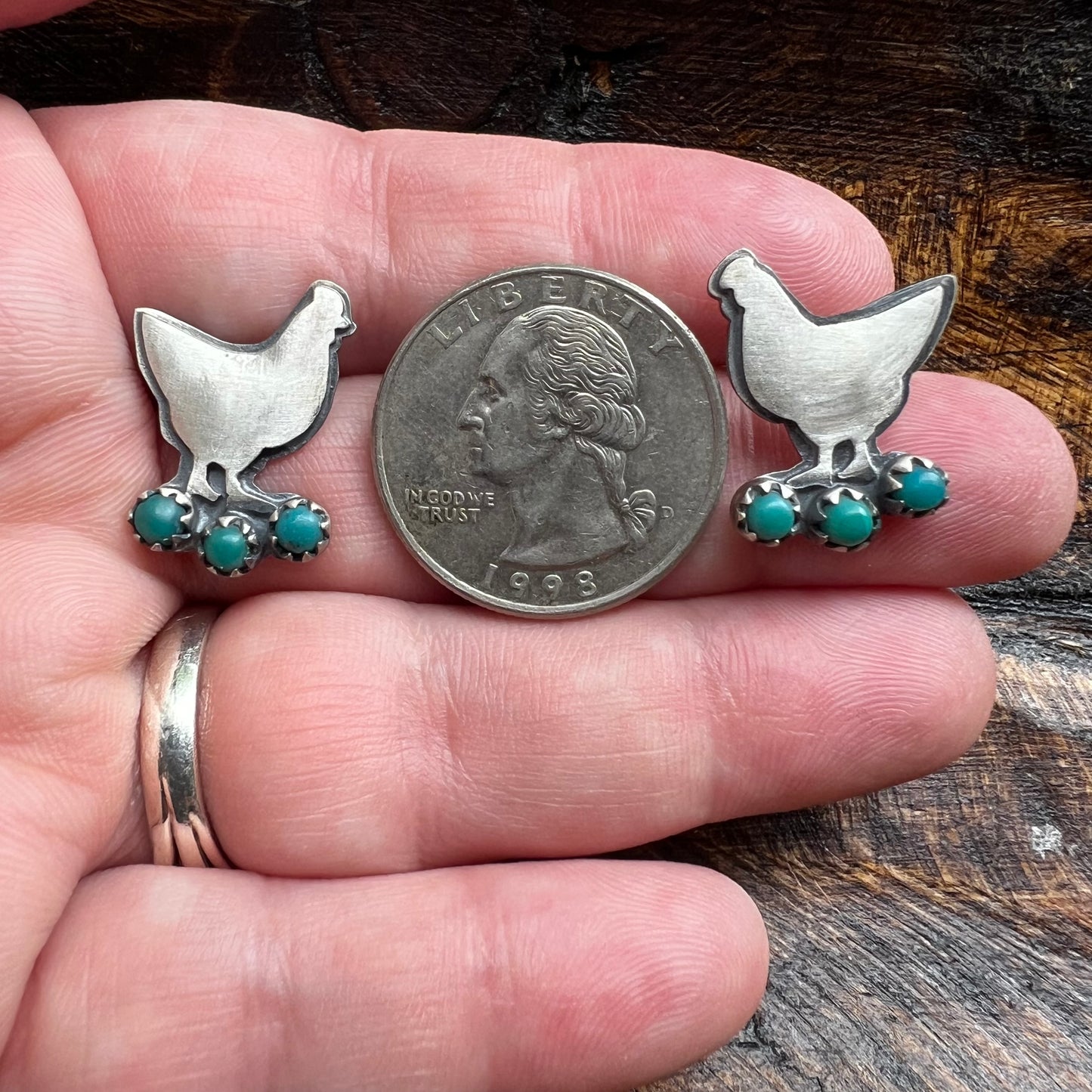 Sterling Silver Kingman Turquoise Chicken Post Earrings