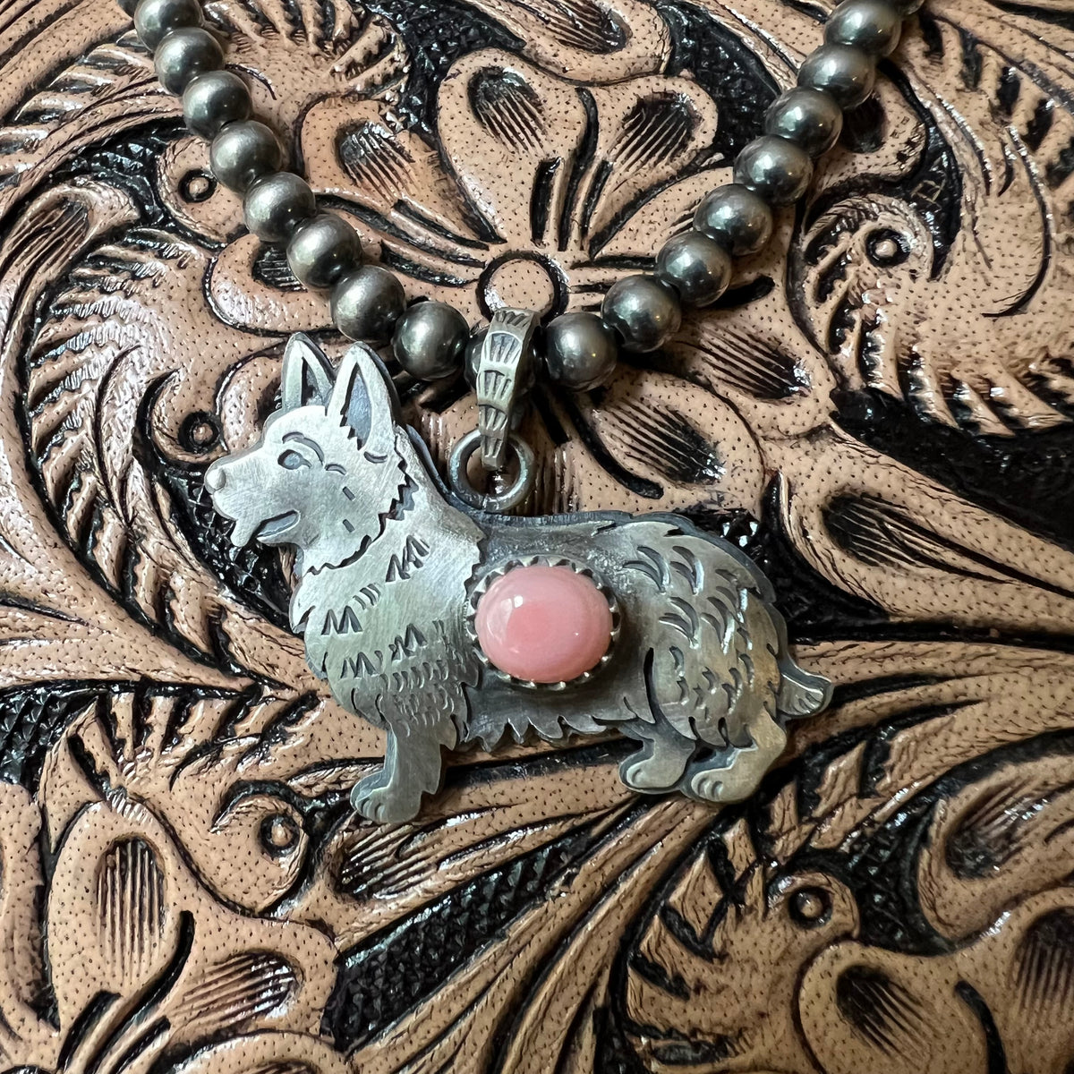 Sterling Silver Queen Conch Welsh Corgi Pendant