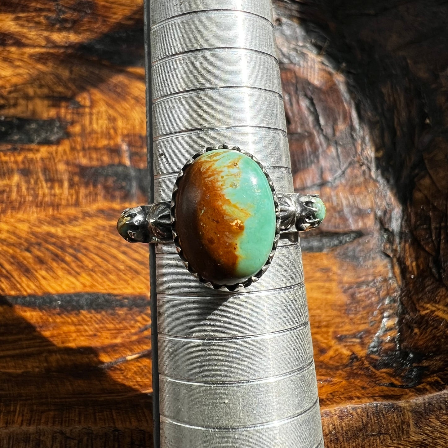 Sterling Silver & Kingman Turquoise Ring | Infinity Band | Size 10.5
