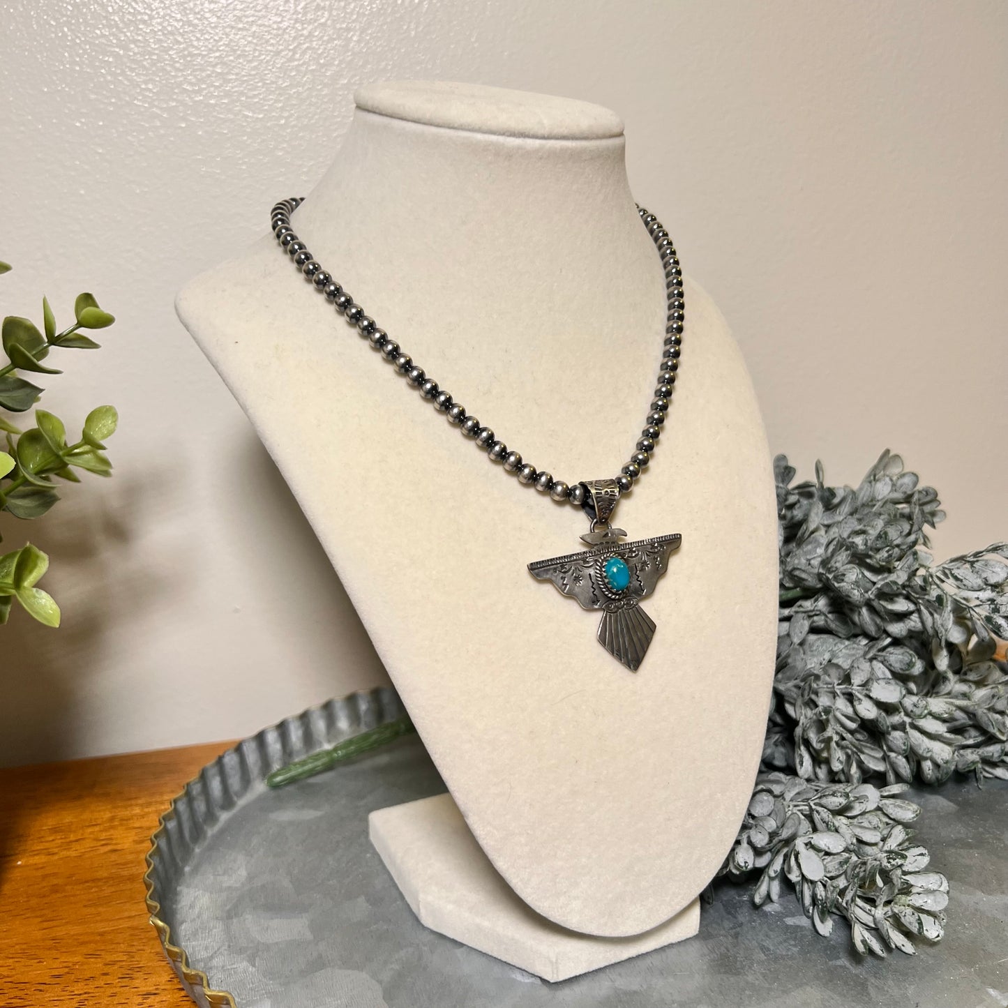 Kingman Turquoise Thunderbird Pendant