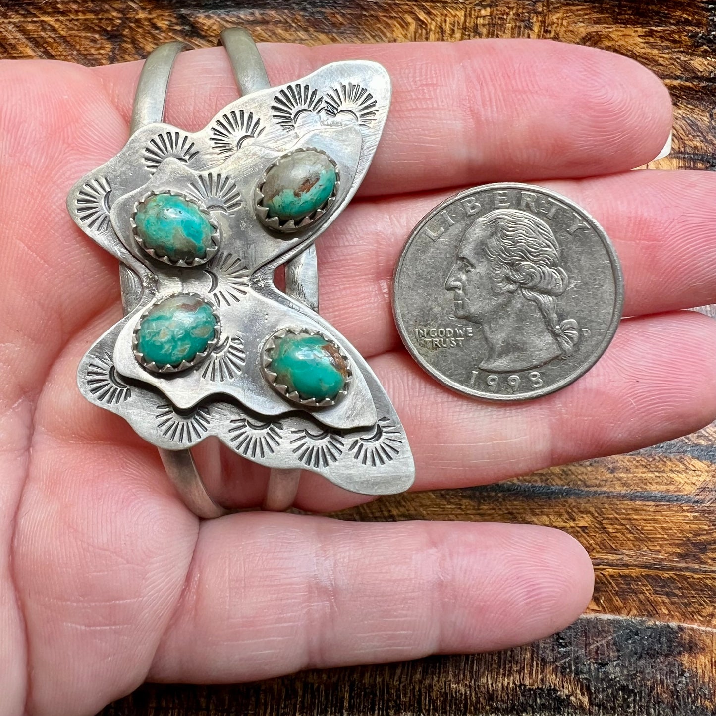 Fox Turquoise Butterfly Sterling Silver Cuff Bracelet