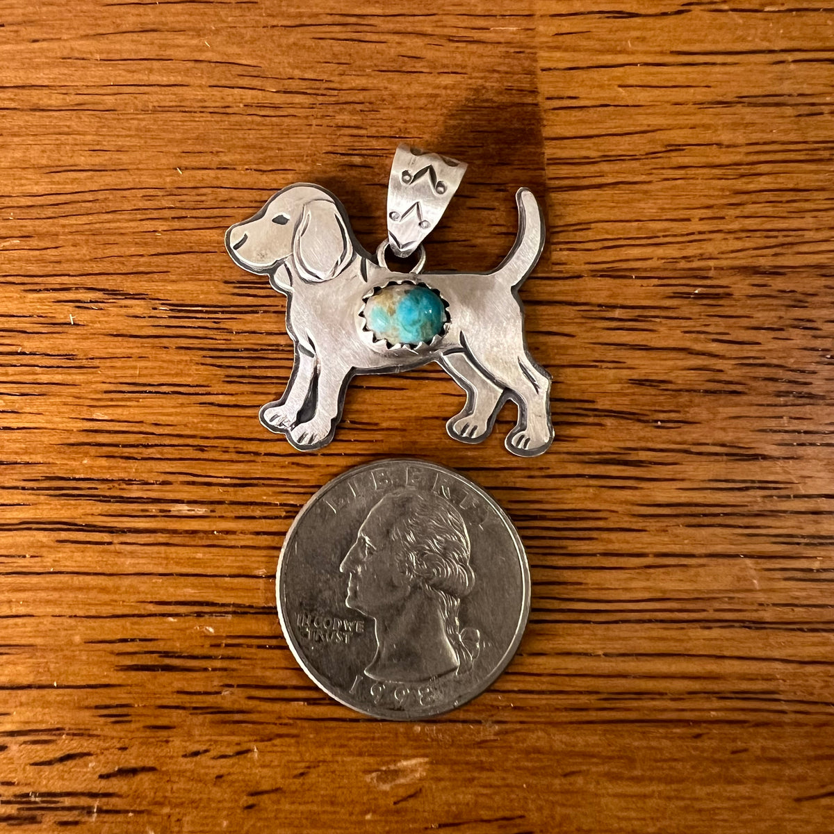 Sterling Silver Dog Pendant – Spiny Oyster, Turquoise or Queen Conch