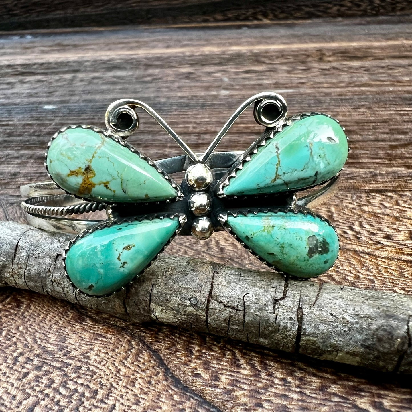 Kingman Turquoise Butterfly Cuff – Handcrafted Sterling Statement