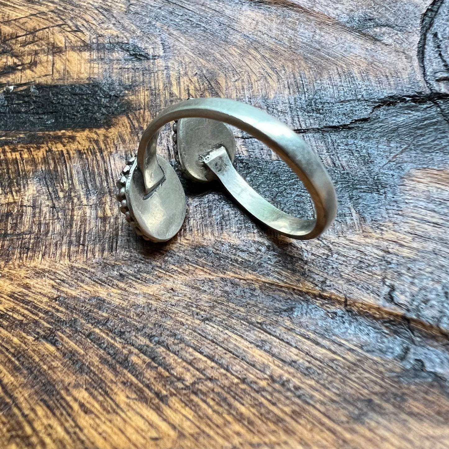 Sterling Silver Kingman Turquoise Queen Conch Bypass Ring Size 8 Adjustable