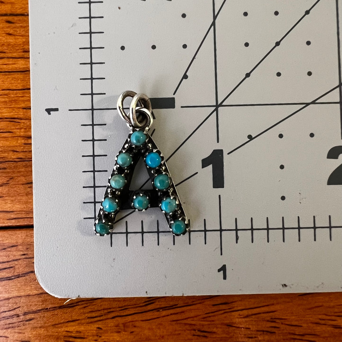 Kingman Turquoise Initial “A” Sterling Silver Pendant