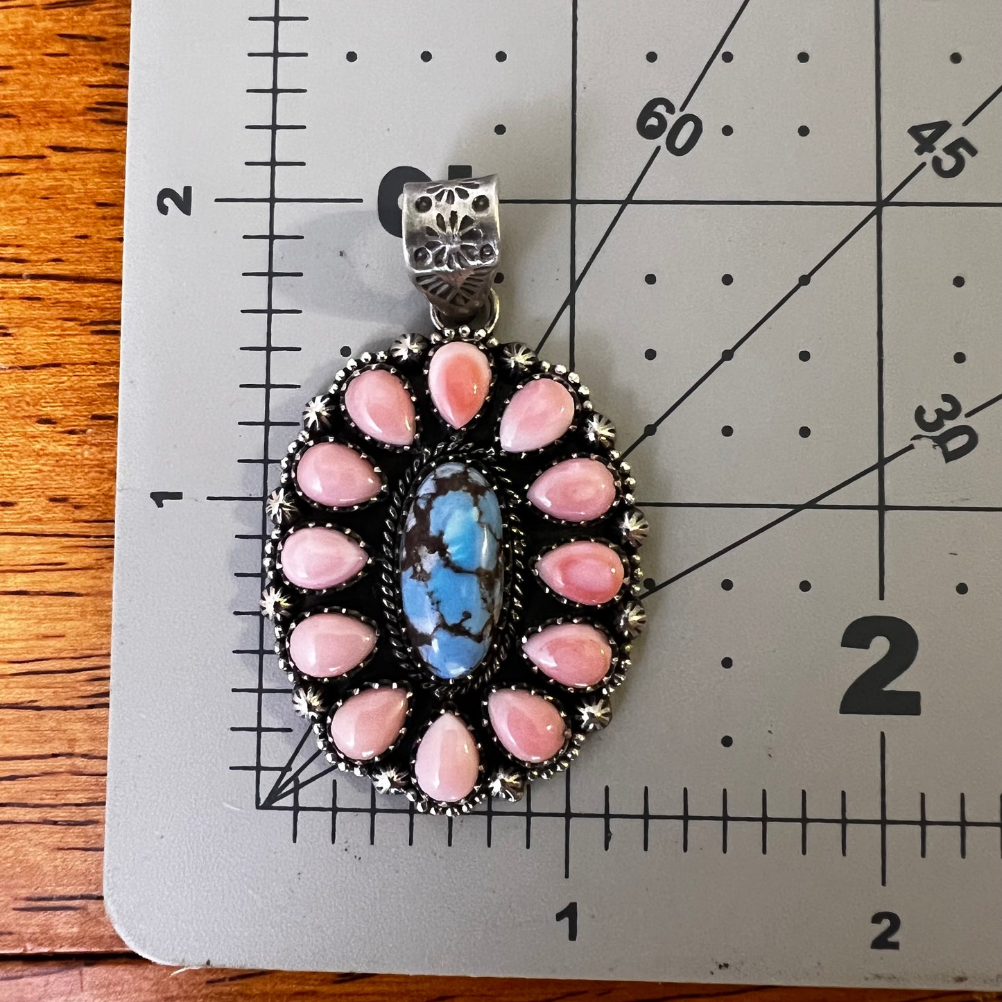 Golden Hills Turquoise & Queen Conch Statement Cluster Sterling Silver Pendant