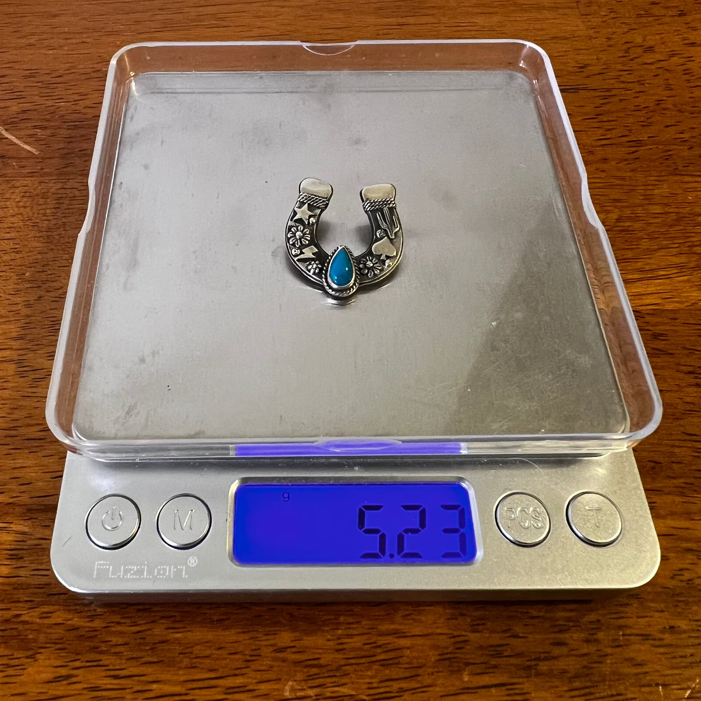 Sterling Silver & Kingman Turquoise Horseshoe Pendant