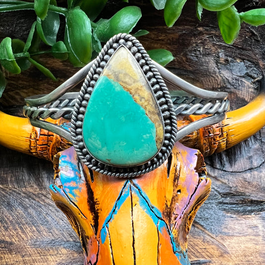 Sterling Silver & Kingman Turquoise Statement Cuff