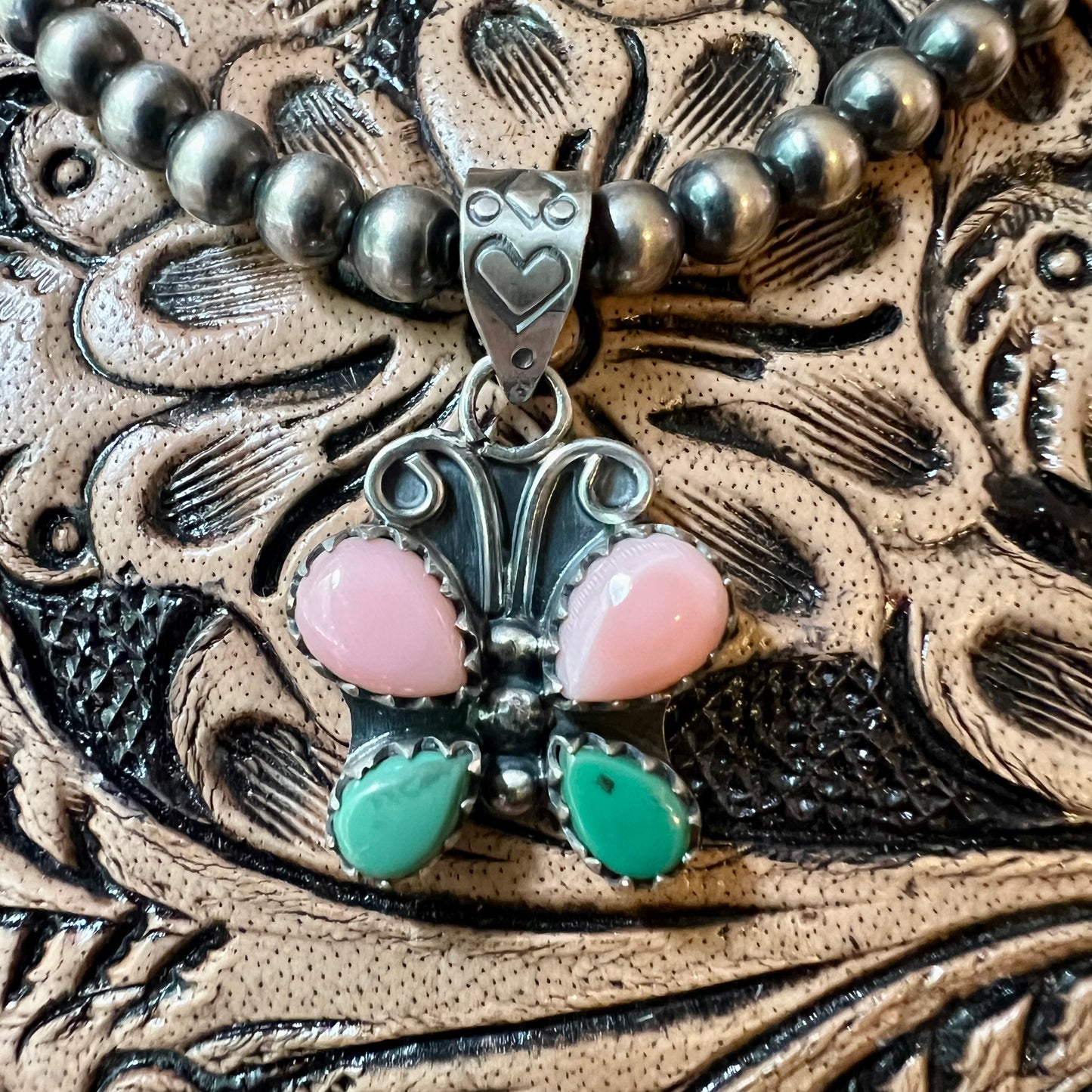 Sterling Silver Queen Conch & Turquoise Butterfly Pendant