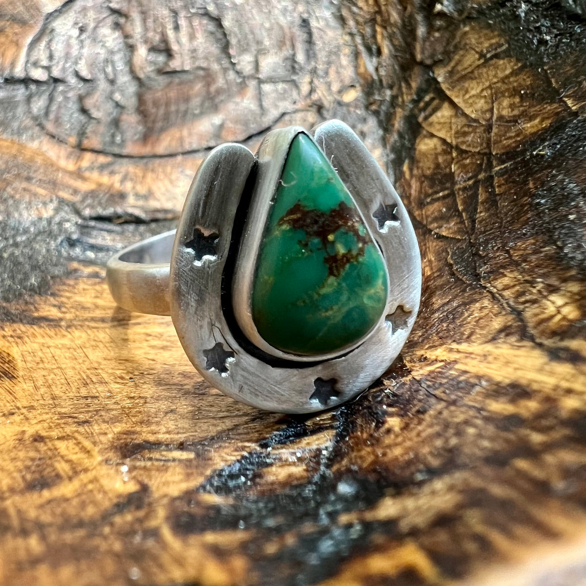 Sterling Silver Horseshoe Statement Ring – Turquoise, Spiny Oyster & Queen Conch Options