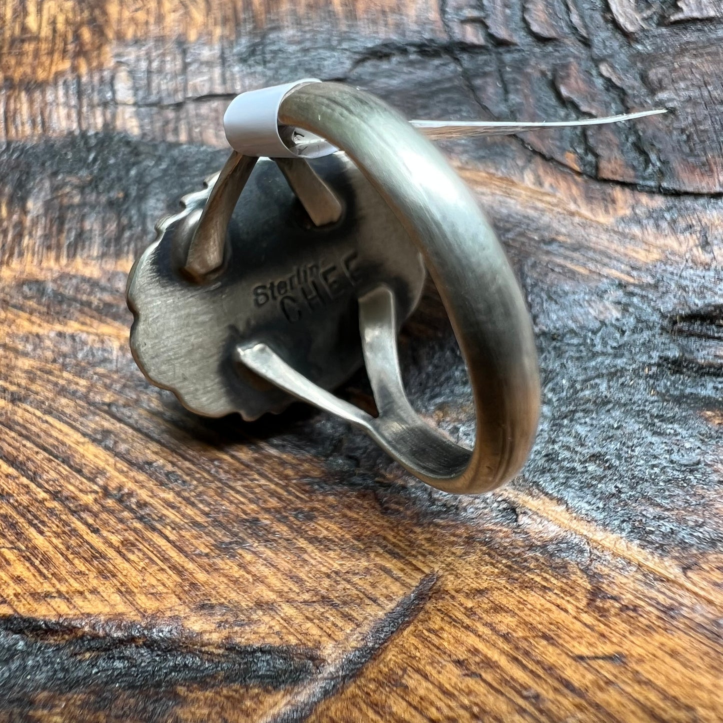 Virgil Chee Navajo Sterling Silver Palomino Turquoise Ring Size 7.5