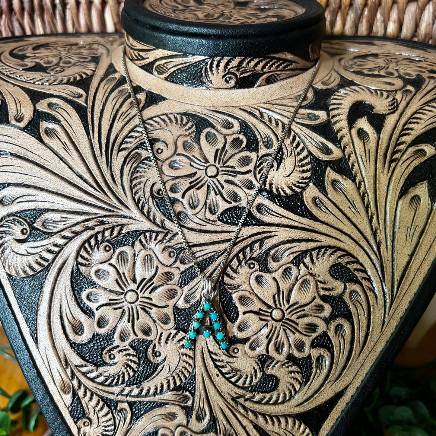 Kingman Turquoise Initial “A” Sterling Silver Pendant