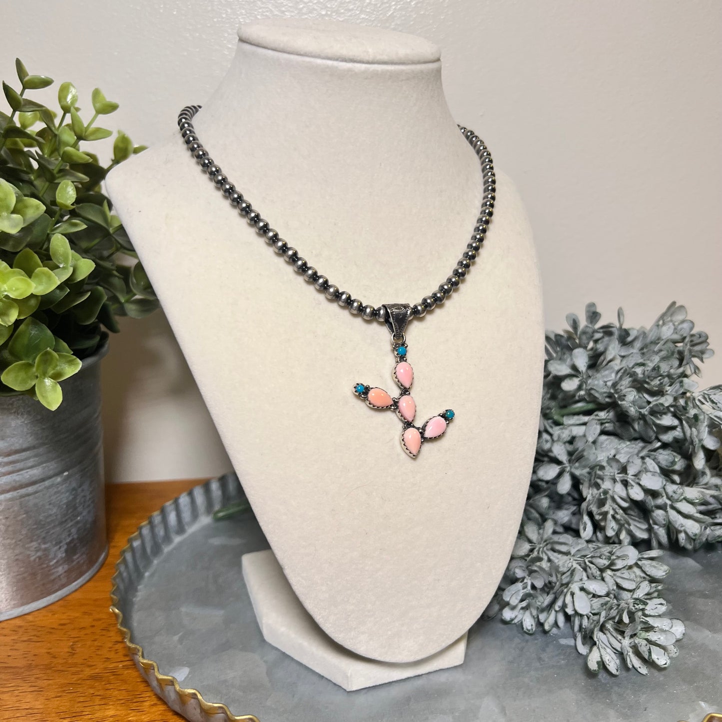Blush Desert Bloom Cactus Pendant