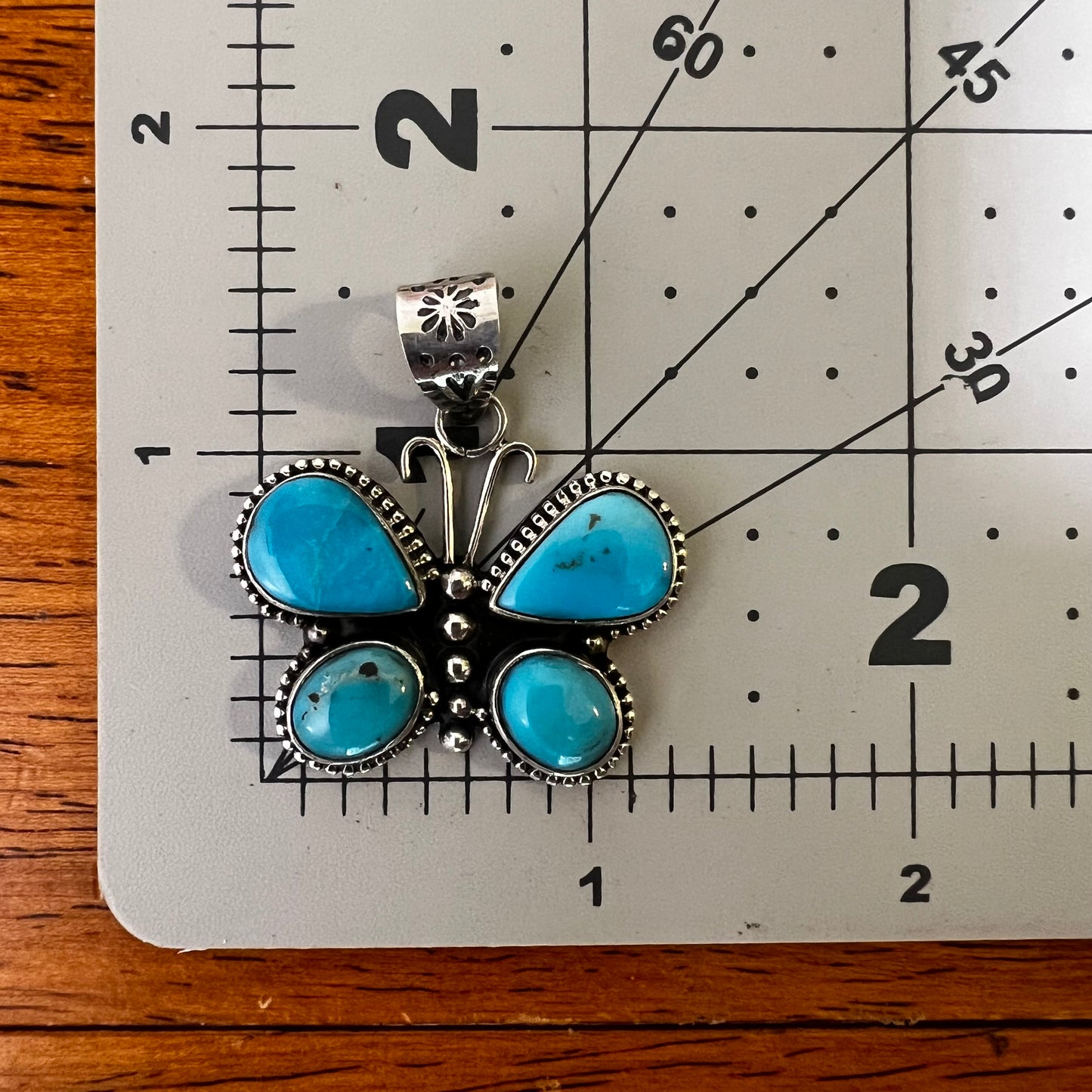 Sterling Silver Kingman Turquoise Butterfly Pendant