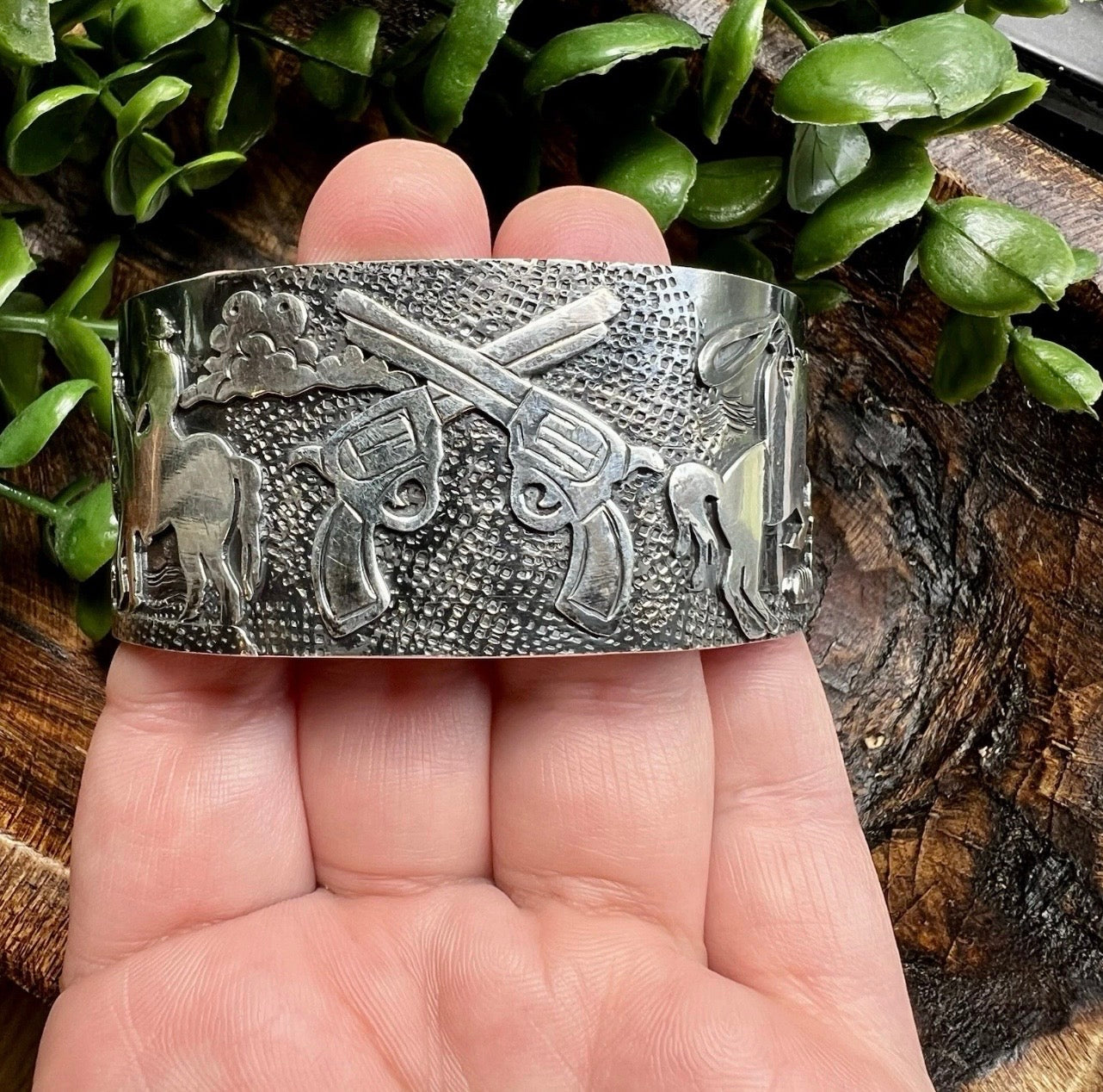 Sterling Silver Western Storyteller Cuff Bracelet | Handcrafted Collector Piece