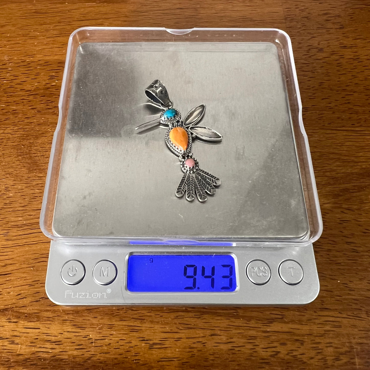 Sterling Silver Multi-Stone Hummingbird Pendant | Turquoise or Spiny Oyster