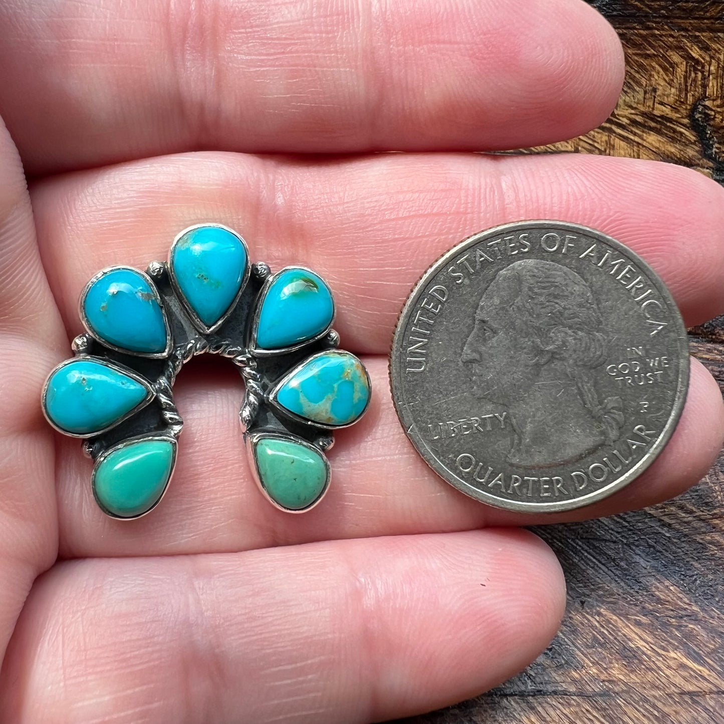 Kingman Turquoise Naja Cluster Ring – Sterling Silver Statement, Size 8