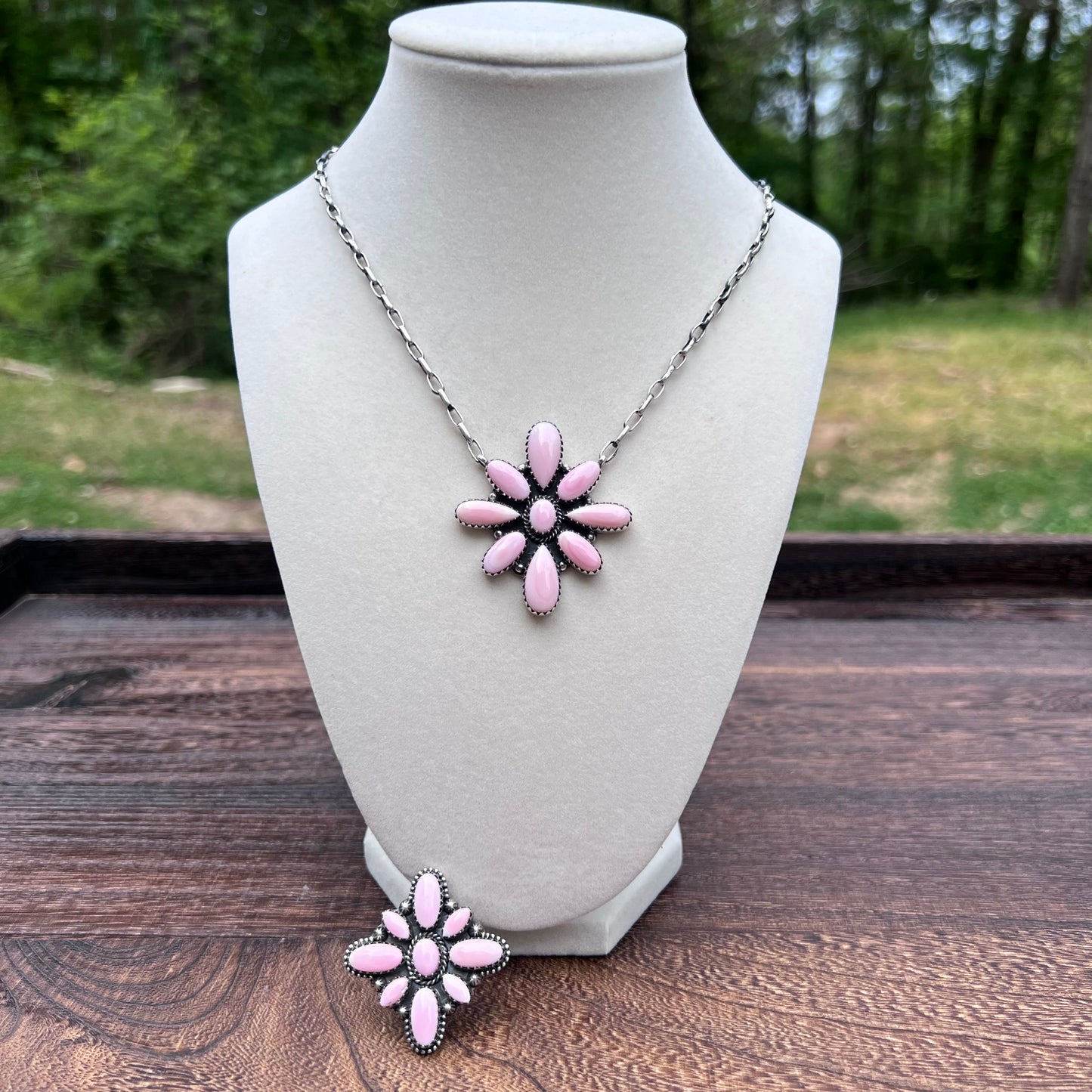 Pink Conch Cluster Statement Necklace
Necklace Only – Ring Sold Separately