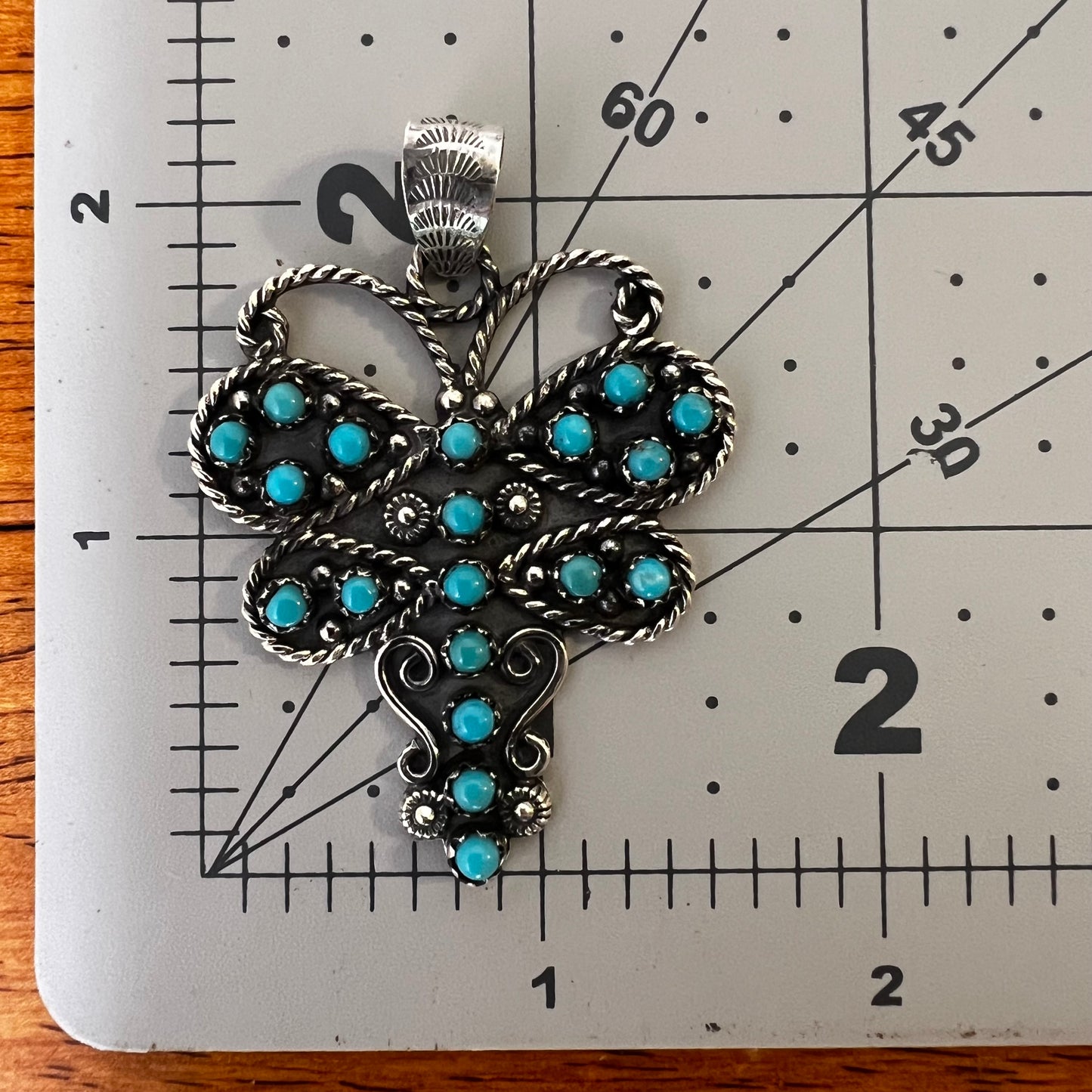 Kingman Turquoise Dragonfly Pendant in Sterling Silver