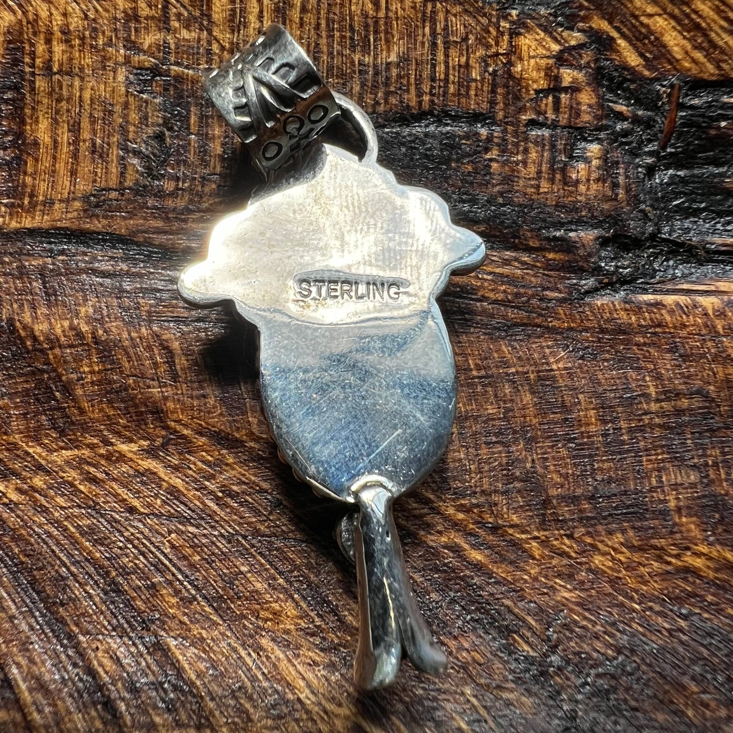 Pink Conch & Kingman Turquoise Squash Blossom Pendant – Sterling Silver
