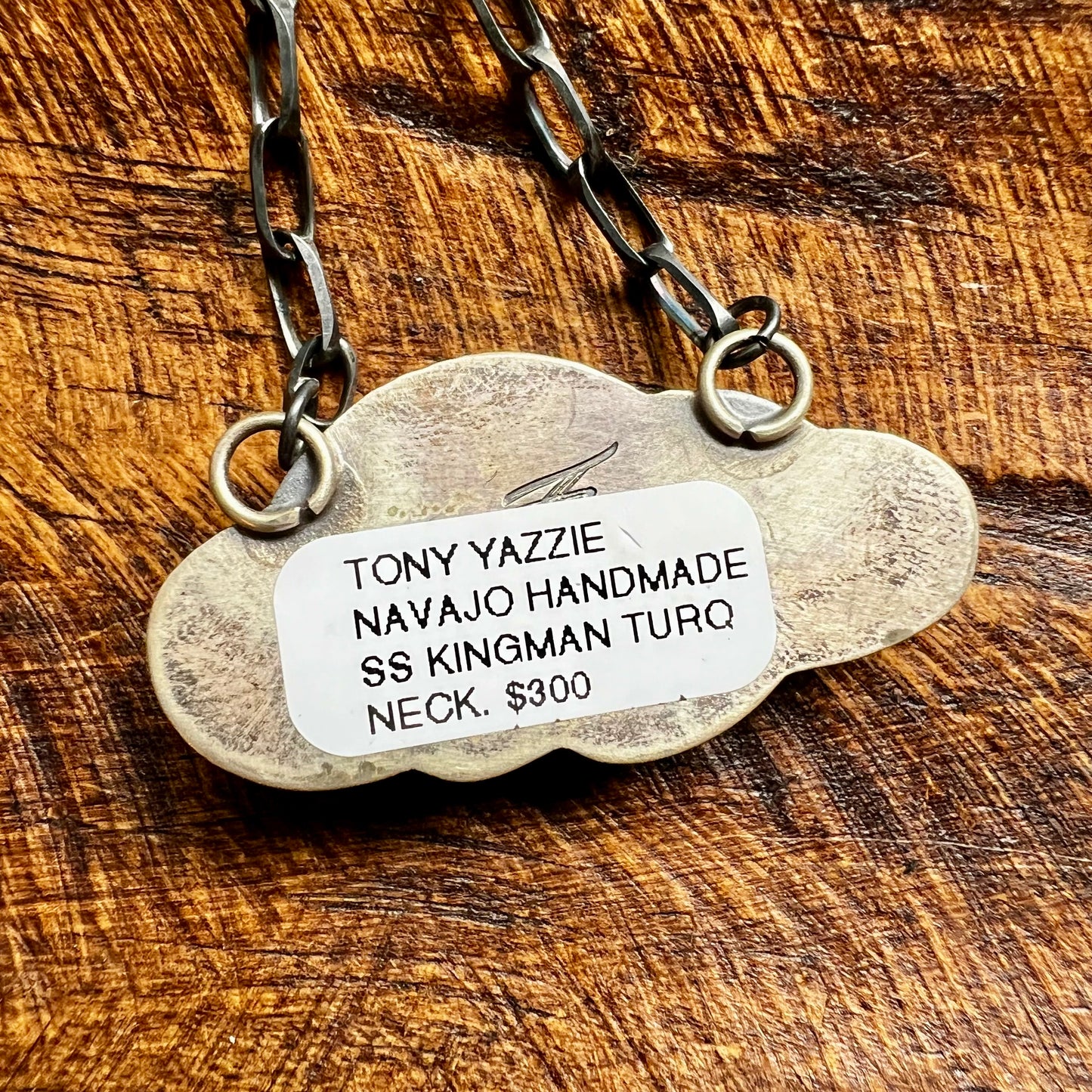 Tony Yazzie Navajo Kingman Turquoise Cloud Necklace Sterling Silver Handmade