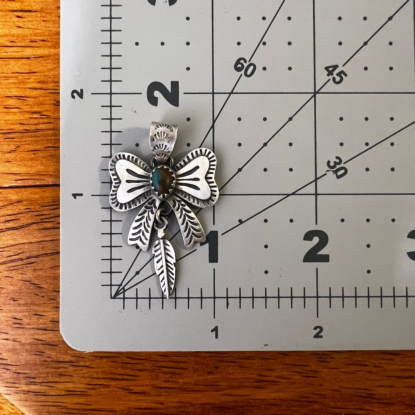 Sterling Silver Fox Turquoise Bow Pendant