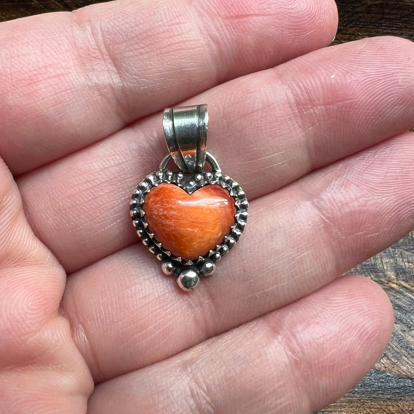 Sterling Silver Spiny Oyster Heart Pendant