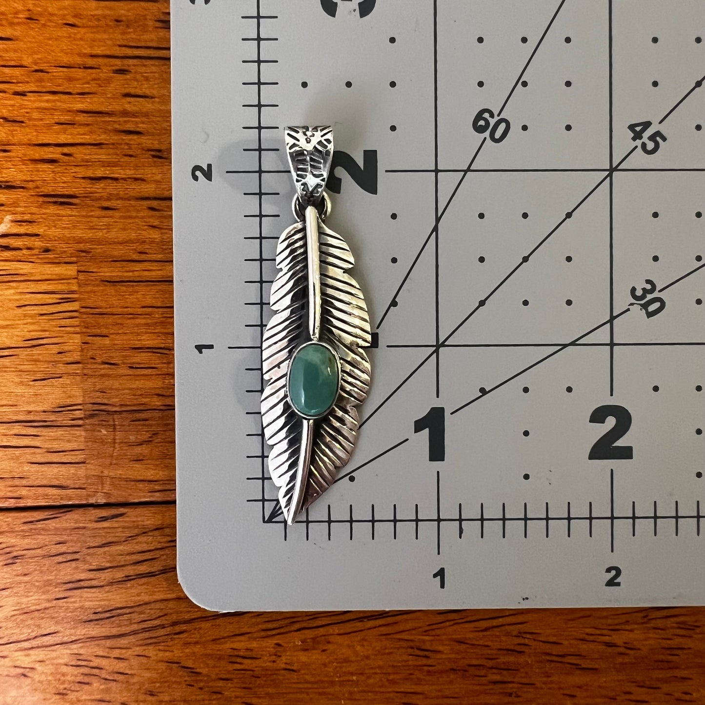 Sterling Silver | Kingman Turquoise Feather Pendant