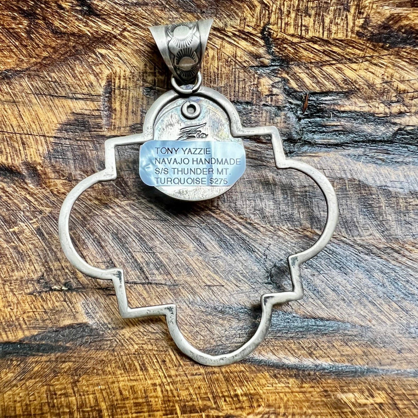 Tony Yazzie Thunder Mountain Turquoise Quatrefoil Pendant