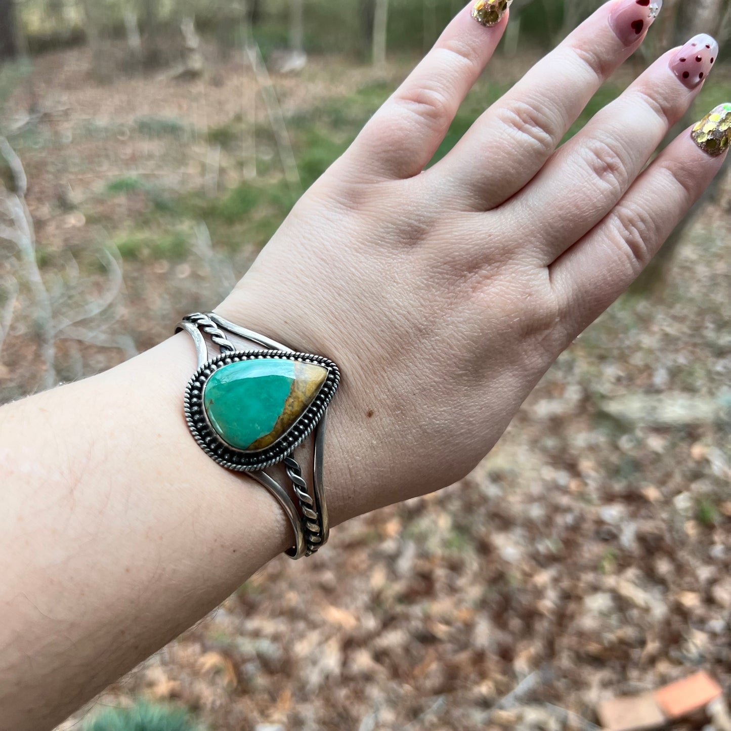Sterling Silver & Kingman Turquoise Statement Cuff