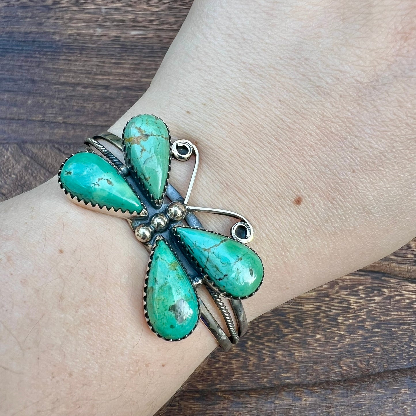 Kingman Turquoise Butterfly Cuff – Handcrafted Sterling Statement