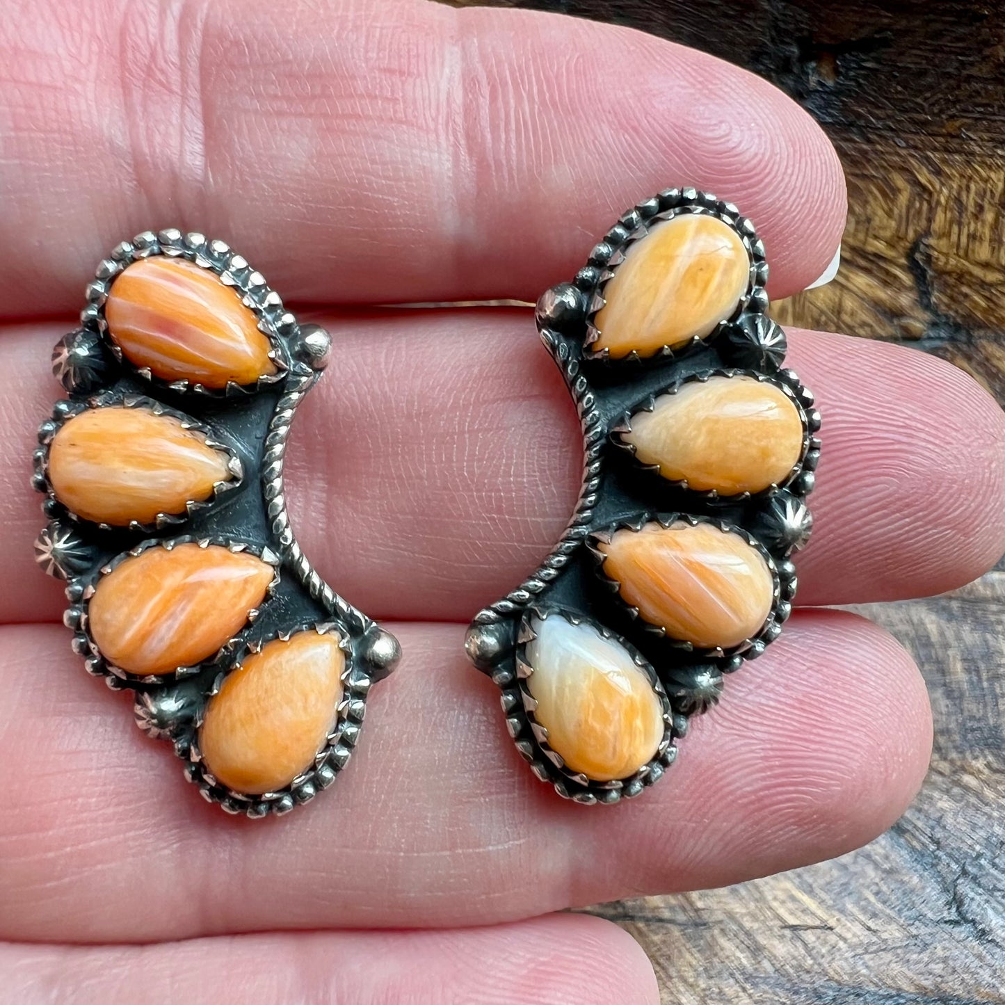 Sterling Silver Spiny Oyster Crawler Earrings | Southwestern Studs