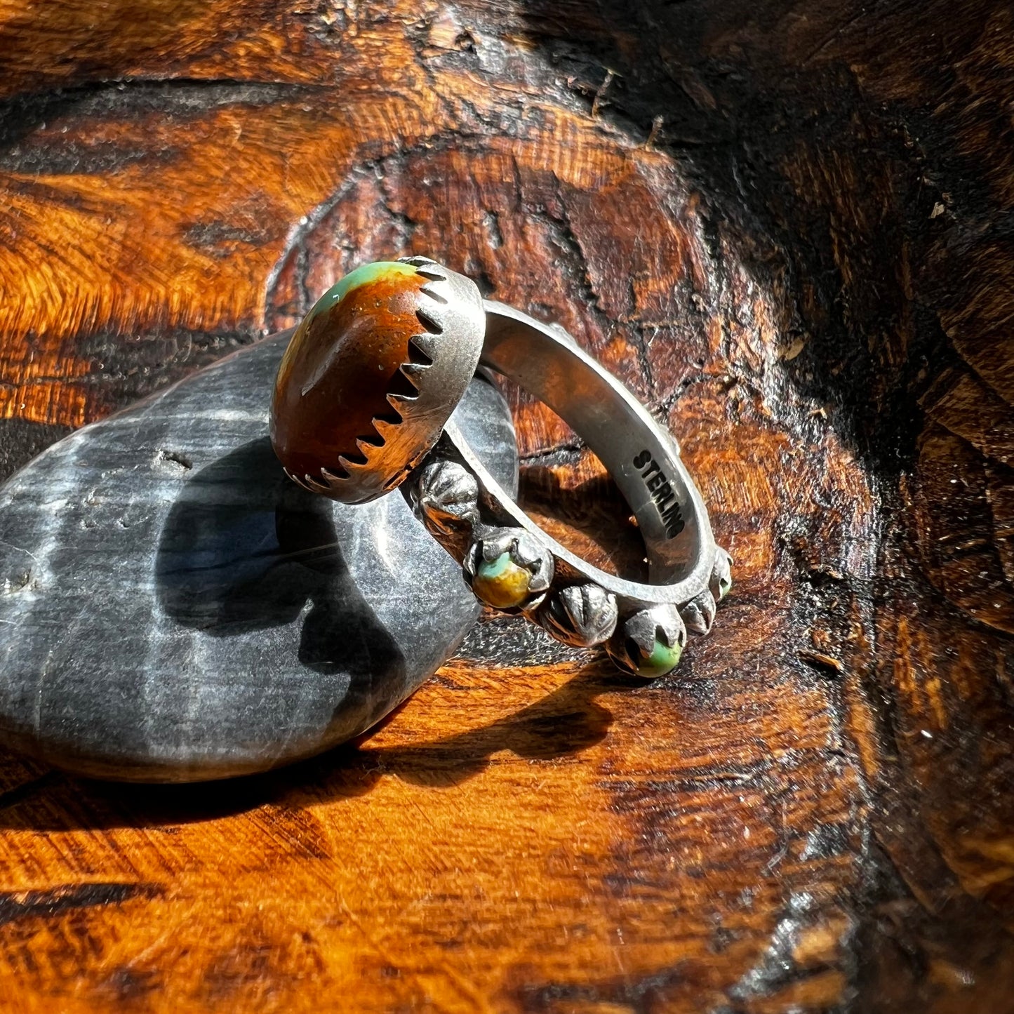 Sterling Silver & Kingman Turquoise Ring | Infinity Band | Size 10.5