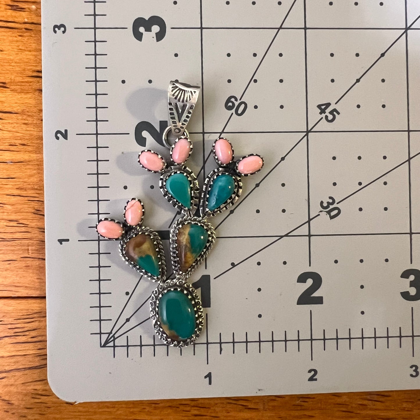 Sterling Silver Fox Turquoise Queen Conch Cactus Pendant