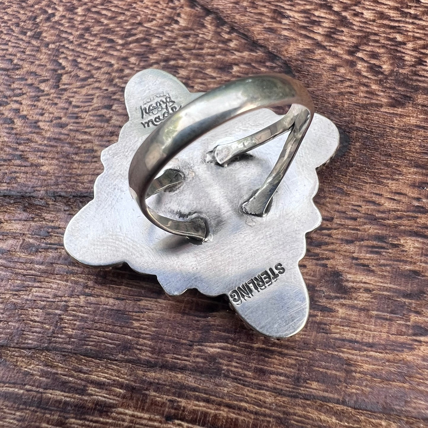 Blush Conch Floral Cluster Ring – Handcrafted Sterling Statement
